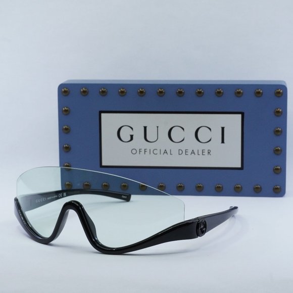 FINAL PRICE NEW GUCCI GG1650S 005 SHINY BLACK GREEN SUNGLASSES - Picture 1 of 10
